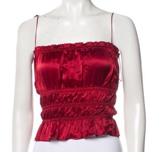 Red Silk Square Neck Reformation Tank